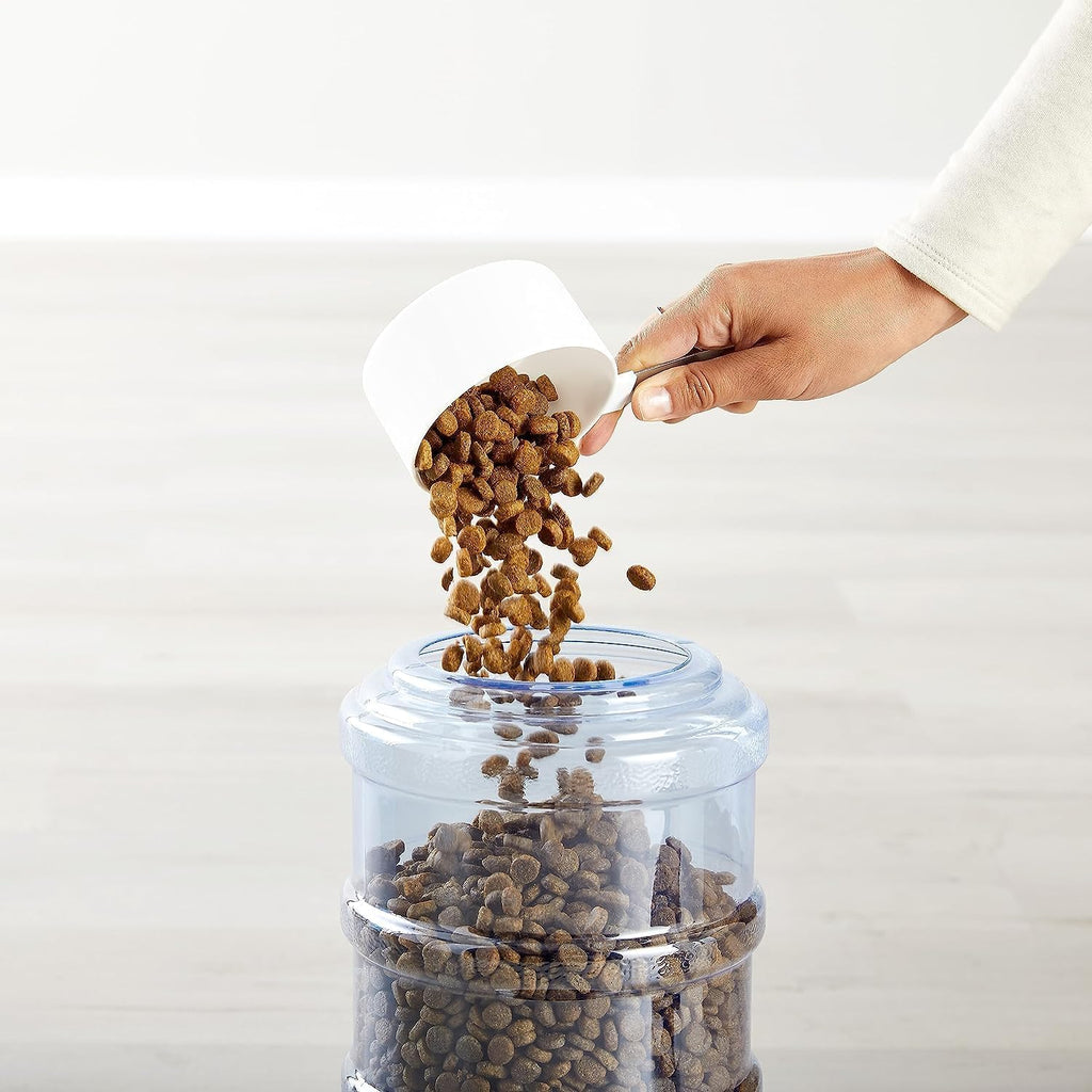 Automatic Pet Water Dispenser and Gravity Food Feeder Set for Cat and Dog, Easy to Clean, 6-Pound Food Capacity, 1-Gallon, Small, Gray, Pack of 2